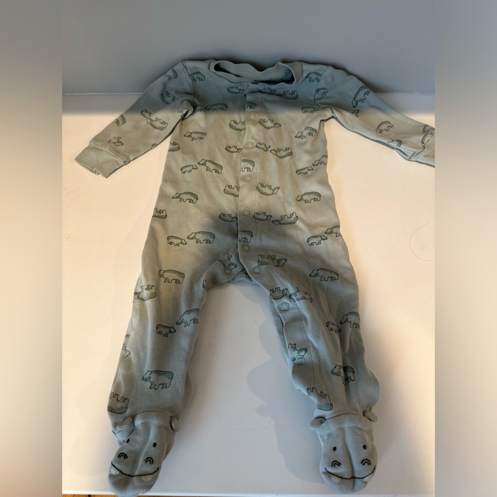 Carter's 6-9M Sage Green Hippo Footie Pajama Sleeper